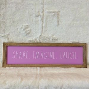 Rae Dunn Pink "Share Imagine Laugh" Wooden Sign